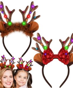Hifot Lot de 2 serre-têtes LED Noël fonctionnels et lumineux pour décoration domestique