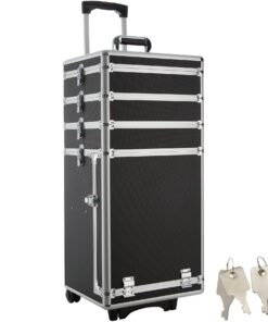 TecTake Valise Malette Trolley à Roulettes Noir Poignée Télescopique