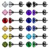 Feilok Lot de 12 paires de boucles d'oreilles colorées en acier inoxydable pour hommes et femmes 4/6/8 mm - Accessoires
