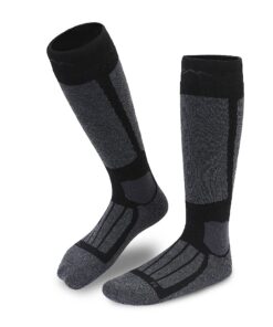 gipfelsport Chaussettes de ski en laine mérinos, hauteur genou – Taille 36–38, Anthracite, Lot de 1 paire – Homme, Femme