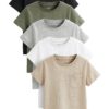 NEXT T-shirt courte manche, lot de 5 pour homme en saison chaude avec manchons souples et design casual, disponible en 5
