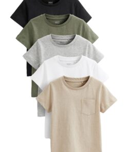 NEXT T-shirt courte manche, lot de 5 pour homme en saison chaude avec manchons souples et design casual, disponible en 5