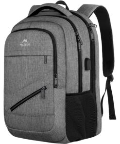 MATEIN Sac à Dos pour Ordinateur Portable 17 Pouces Gris MATEIN Grand Sac à Dos de Voyage Imperméable Gris MATEIN Port d
