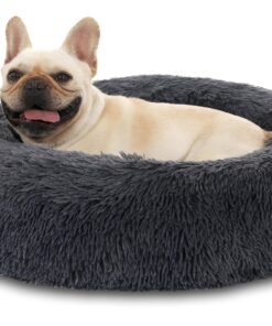 Panier pour Chien Donut Câlin Peluche Moelleuse en Fausse Fourrure – Lit Confortable Réchauffant pour Chien et Chat, Ant