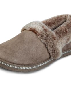 Skechers Cozy Campfire Toasty Slippers Femme Beige Dark Taupe Microfiber Suede Faux FurLine Dktp 37 EU