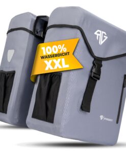 RADGEIST Sacoche de vélo étanche 100 % I Sacoche double porte-bagages 50 l - Ideale pour le cyclisme en famille (gris)