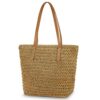 Sac Aucuu à bandoulière en paille pour femme, grand sac à main à fermeture éclair, sacs fourre-tout bohème idéal pour l'