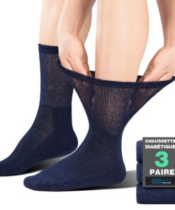 Chaussettes BRISIRA Diabétiques Homme Femme CoolMax Anti-Transpiration 39-42 Non Comprimantes Coton
