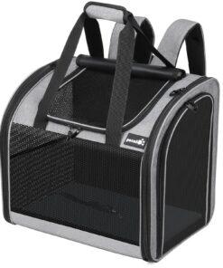 Pecute Sac à Dos Chat Chien Extra Large Respirant pour Transport, Matelas Amovible Inclus pour Animaux de Compagnie, Sac