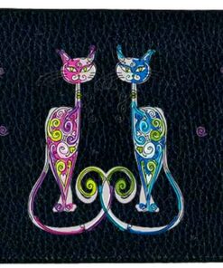 Syl'la Couple Chat Porte-Chequier en Cuir Noir pour Femme Mode