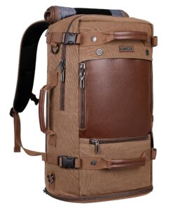 Sac à Dos Voyage WITZMAN Homme en Toile Vintage Grande Capacité 40l pour Ordinateur Portable (A2021, Marron) Global Recy