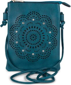 styleBREAKER Mini sac à bandoulière découpé au laser et strass pour femme, pochette pour téléphone portable, sac à main