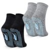 TENQUAN Chaussettes Antidérapantes pour Yoga et Pilates, Renforcées aux Boutons et Chevilles, 2 ou 4 Paires, Idéales pou
