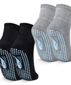 TENQUAN Chaussettes Antidérapantes pour Yoga et Pilates, Renforcées aux Boutons et Chevilles, 2 ou 4 Paires, Idéales pou