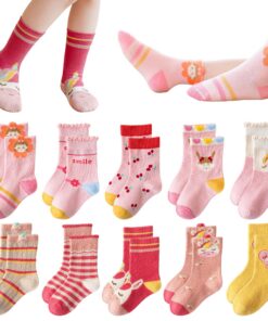 Baogaier 10 Paires Chaussettes pour Enfants Coton Hiver Mignon Dinosaure Rayure 21-37, 1-12 ans Baogaier 10 Paires Cha