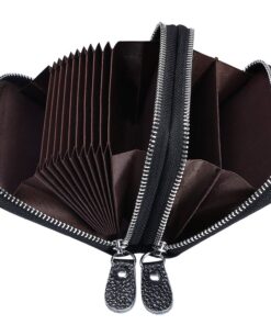 Flintronic Porte-Cartes en Cuir Protection RFID 12 Compartiments Compatible Tous Types de Cartes de Crédit Idéal pour Vo