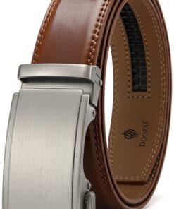 Ceinture DOOPAI en cuir pour hommes ajustable avec boucle en métal pour un look élégant tout au long de la journée - Gra