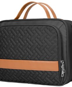 IDEATECH Grande Trousse de Toilette Voyage Noir - Imperméable & Suspendable pour Femme et Homme, Trousse Maquillage