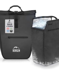 Borgen Sacoche pour Vélo avec Insert Réfrigérant Amovible 23 L – Sac de Transport pour Porte-Bagages, Sac Vélo Étanche e