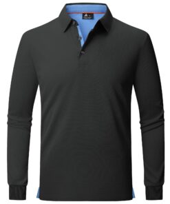 Zitysport Polo Hommes Manches Longues Respirant Séchage Rapide Été pour Homme Casual Sport Shirt Basic Regular Fit Golf