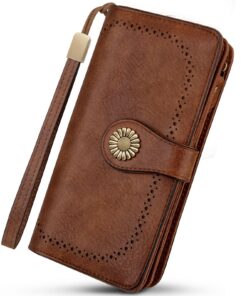 TEUEN Portefeuille Femme Grande Capacité pour Femmes Élégantes, Porte-Monnaie en Cuir Synthétique avec Blocage RFID et P