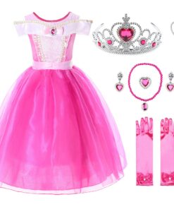 JerrisApparel Robe Fille Princesse Aurora Élégante Tulle pour Cérémonie de Fête (5 ans, Cheville Accessoires Inclus) J
