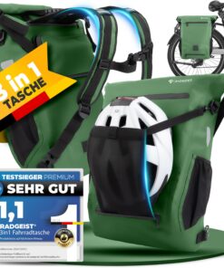 RADGEIST Sac à dos et sac à bandoulière étanche 100 % pour vélo 18-22 l, vert