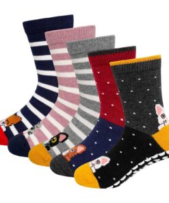 ZFSOCK Chaussettes Antidérapantes Enfant Filles : Coton Chic et Confortable Motif Animaux Paires OEKO-TEX STANDARD 100