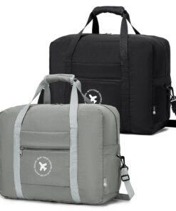 BAGROUPS 2X Bagage Cabine Imperméable Femme Homme Travel Sport Maternité Noir Gris