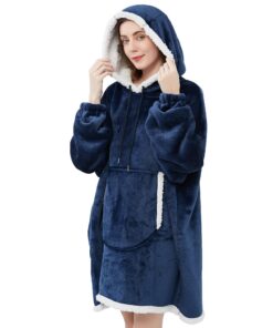 Viviland Sweat à Capuche Sherpa Doux - Pour Adulte - Pour une Soirée Télé - Bleu