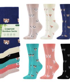 Stoeury Lot de 6 paires de chaussettes en bambou respirantes et douces pour femme - Confortables et sans couture - Cadea
