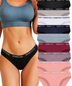 FINETOO Slips Coton Femmes Respirants Logo Culottes SportSexy Ceinture Bikini Lot de 10 S-XL