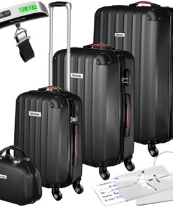 TecTake Set de Valises Voyage Grande et Petite Valise Cabine Avec Roulettes Pivotantes 360° Pour Voyageurs Économes en E