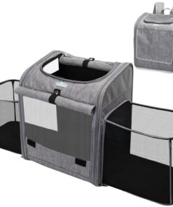 Nobleza - Sac Transport de_chat_poisson_extensible_Pour_chien_gris_Voyage_respirant_souple_pliable_virtueilig_Restaurant