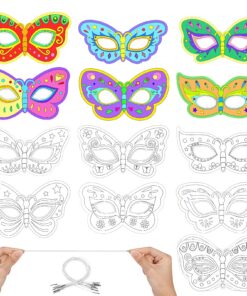 Masques en papillon DIY Hifot pour enfants, masques coloriables animaux activités manuelles carnaval anniversaire (12 pi