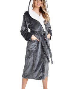 CityComfort Peignoir de bain en polaire douce Gris femme - Robe de chambre - Taille L - OEKO-TEX STANDARD 100