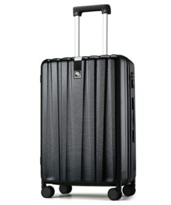 Valise de cabine Hanke 24 Inch Checkée Noir Profond Coque Rigide Polycarbonate Roulante