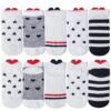 Chalier Cozy Lot de 10 paires de chaussettes en coton Motif cœur Multicolore pour femme Chic et confortable Lot de 10 pa