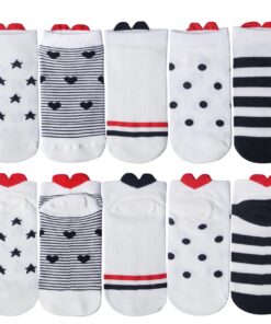 Chalier Cozy Lot de 10 paires de chaussettes en coton Motif cœur Multicolore pour femme Chic et confortable Lot de 10 pa