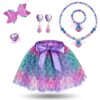 Déguisement Sirène Enfant Carnaval Hifot Jupe Tutu Bandeau Bijoux