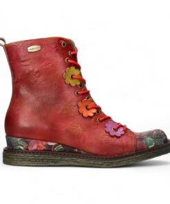 Titre SEO optimisé : "Infinity Leather Bottines à Lacets en Cuir Floral Gothique Victorien Laura Vita Ercnaulto 212 Pour