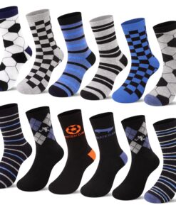 L&K-II 10/12 Chaussettes d'hiver pour enfants filles et garçons en coton avec motifs de football et dinosaures 2816