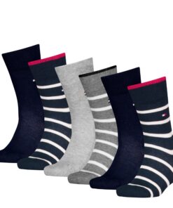 Tommy Hilfiger Chaussettes Breton Stripe Classic Enfant Mixte (6 Pièces) Chaussettes pour Enfants Adultes Homme Femme