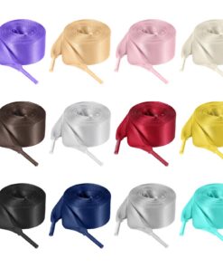 COMNICO lacets plats en ruban de satin scintillants pour baskets et chaussures de sport (12 paires, 12 couleurs)