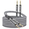 Câble Auxiliaire 3,5mm mâle/mâle en Nylon [2 pcs 1m+2m] Câble Audio Stéréo pour iPhone, Voiture Autoradio & Casque Compa