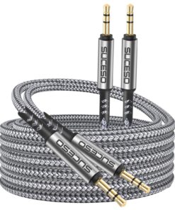 Câble Auxiliaire 3,5mm mâle/mâle en Nylon [2 pcs 1m+2m] Câble Audio Stéréo pour iPhone, Voiture Autoradio & Casque Compa