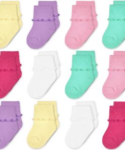 SOCKS TRAMLE BABY GIRLS Ruffle Ripple Edge Turn Cuff Ankle Socks 0-6 Age