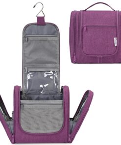 Narwey Trousse de Toilette Grande à Suspendre pour Femme (Violet Foncé) - Organisateur de Toilettes Sécuritaire et Spaci