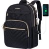 VANKEAN Sac à dos 15,6 pouces pour voyage et école | Portefeuille USB, Imperméable, Chic et Décontracté | Noir