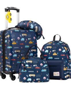 COOLIFE Valise en Ensemble de 5 pour Enfants, Boîtier Dur à Roulettes, Valise de Voyage pour Filles et Garçons | Boîtier